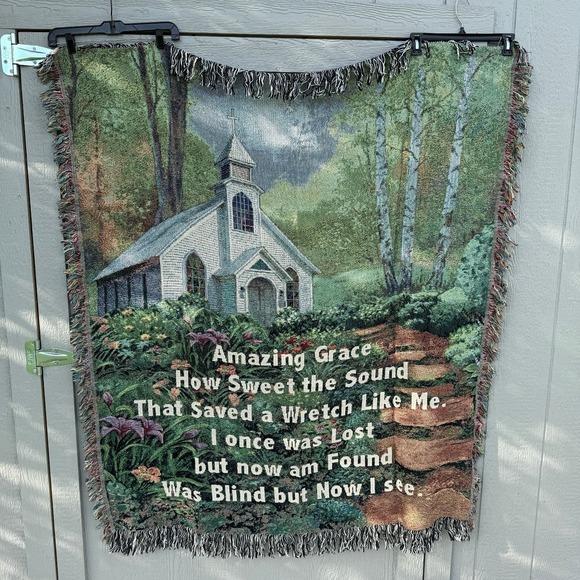 Other - Amazing Grace Tapestry Woven Throw Blanket Church Faith New 50x60" Religious USA